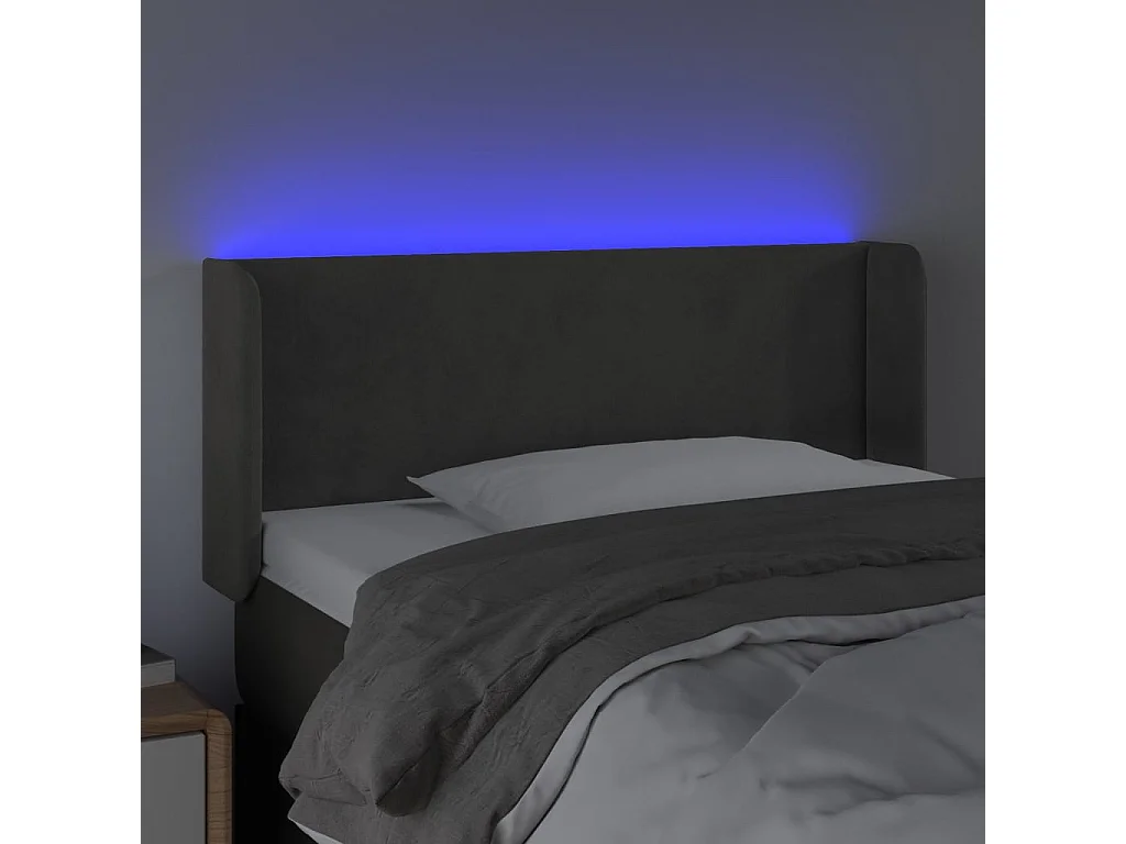 Tête de lit à LED Gris foncé 83x16x78/88 cm Velours POI14607 BonneVie Meuble