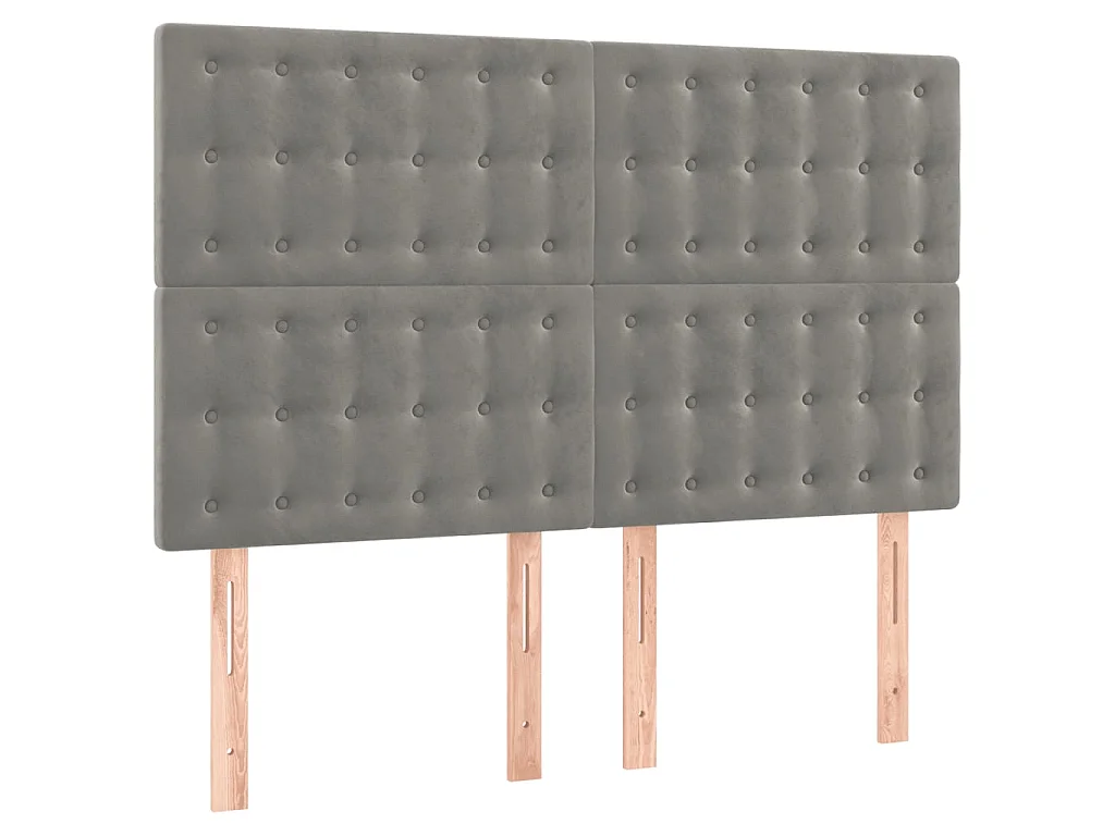 Tête de lit à LED Gris clair 144x5x118/128 cm Velours POI51542 BonneVie Meuble
