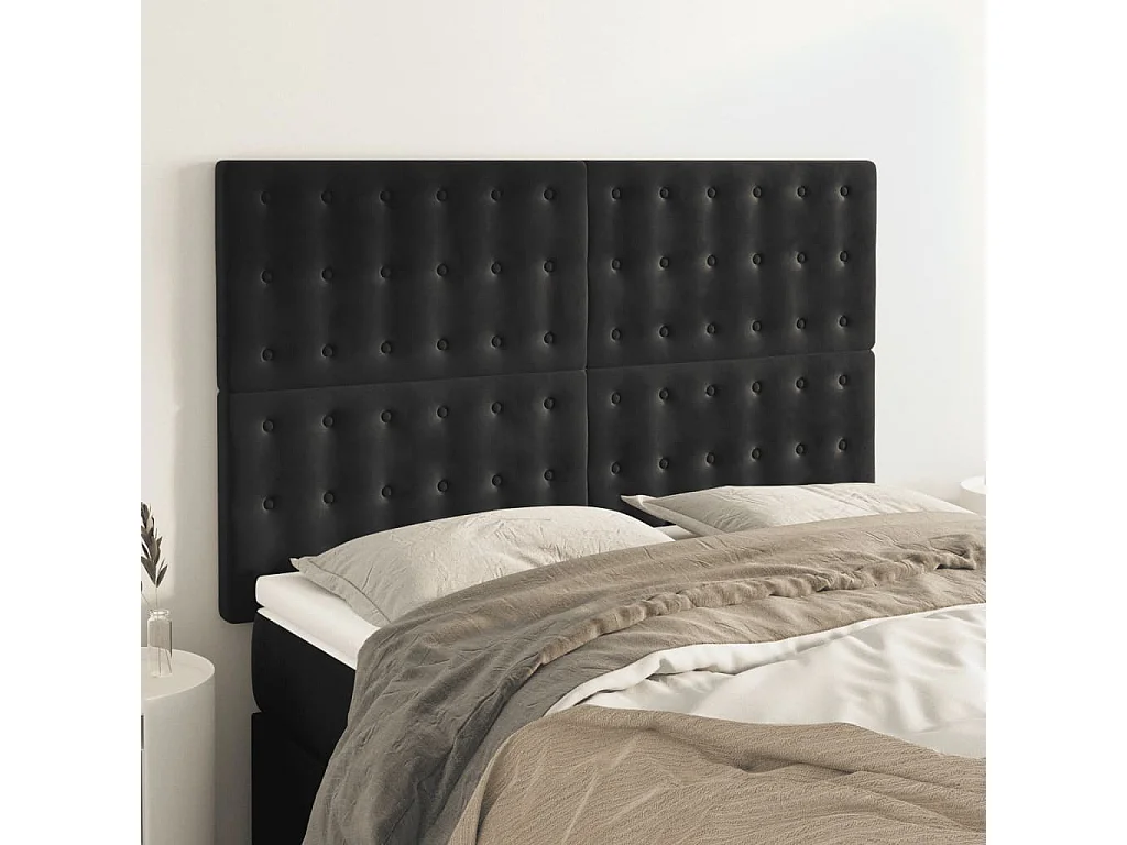 Kopfteil,Bettkopfteile 4 Stk. Schwarz 72x5x78/88 cm Samt -gkd127805