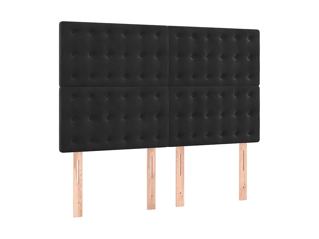 Têtes de lit 4 pcs Noir 72x5x78/88 cm Velours POI47463 BonneVie Meuble