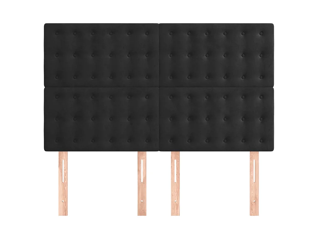 Têtes de lit 4 pcs Noir 72x5x78/88 cm Velours POI47463 BonneVie Meuble
