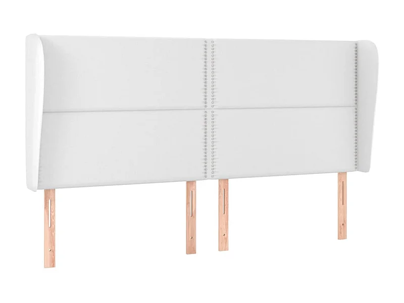 Cabeceira cama c/ abas couro artificial 163x23x118/128cm branco PT670745