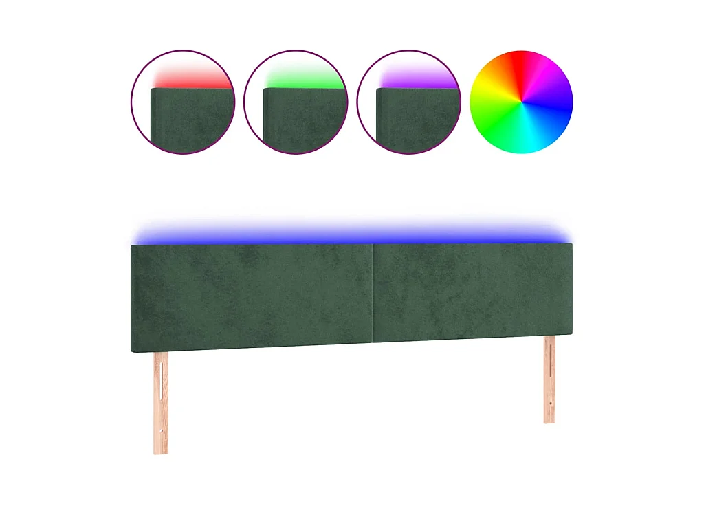 Tête de lit à LED Vert foncé 160x5x78/88 cm Velours POI70976 BonneVie Meuble