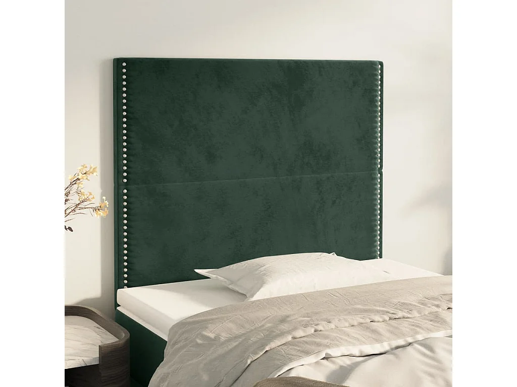 Cabeceros 2 unidades de terciopelo verde oscuro 100x5x78/88 cm ES95594