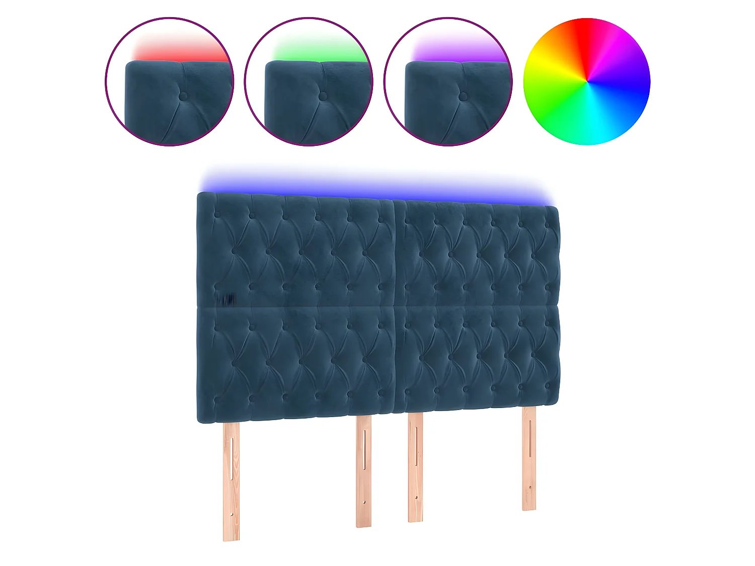 LED Kopfteil,Bettkopfteil Dunkelblau 144x7x118/128 cm Samt -gkd575679