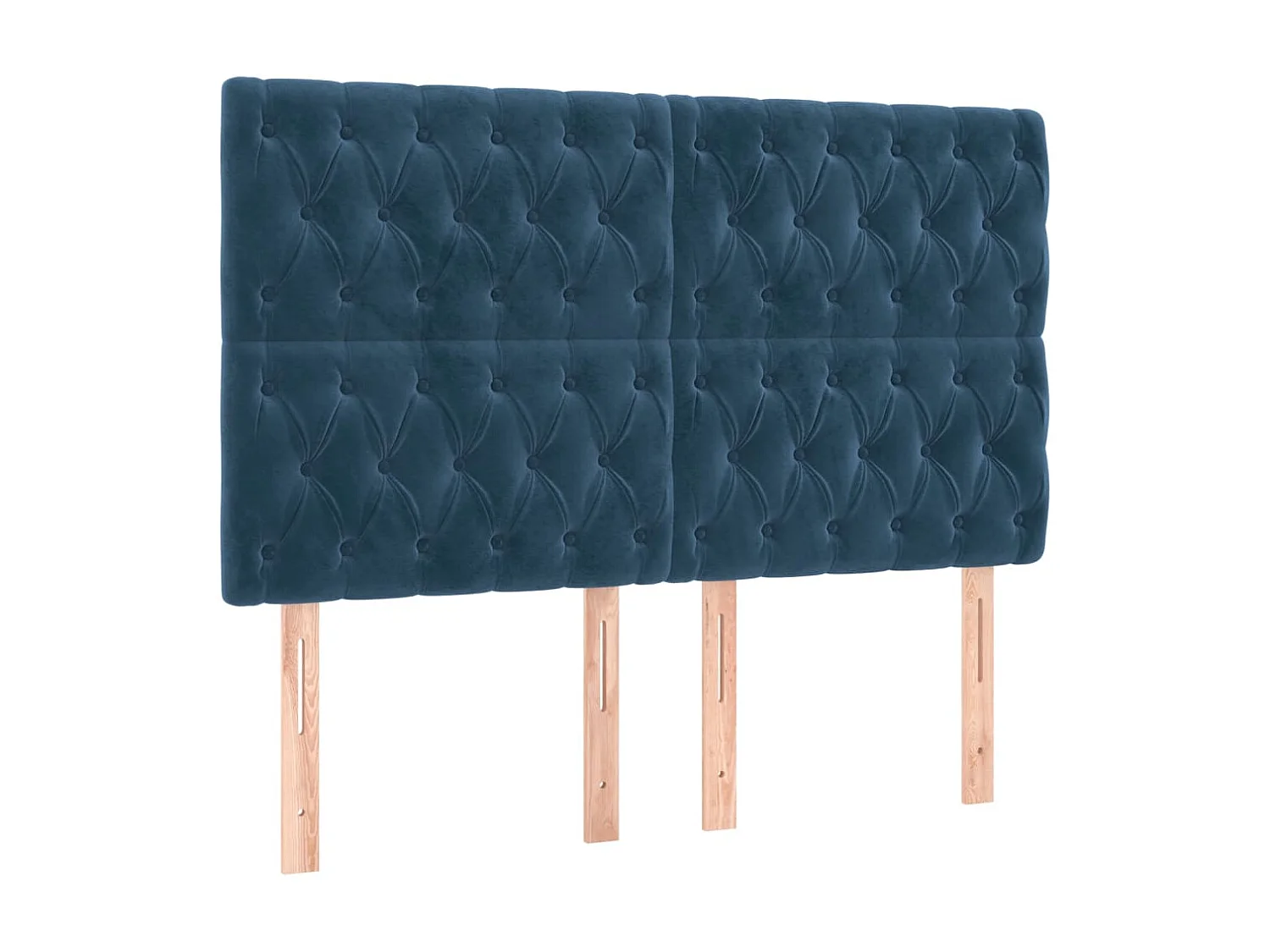 Cabeceira cama c/ luzes LED veludo 144x7x118/128cm azul-escuro PT248290