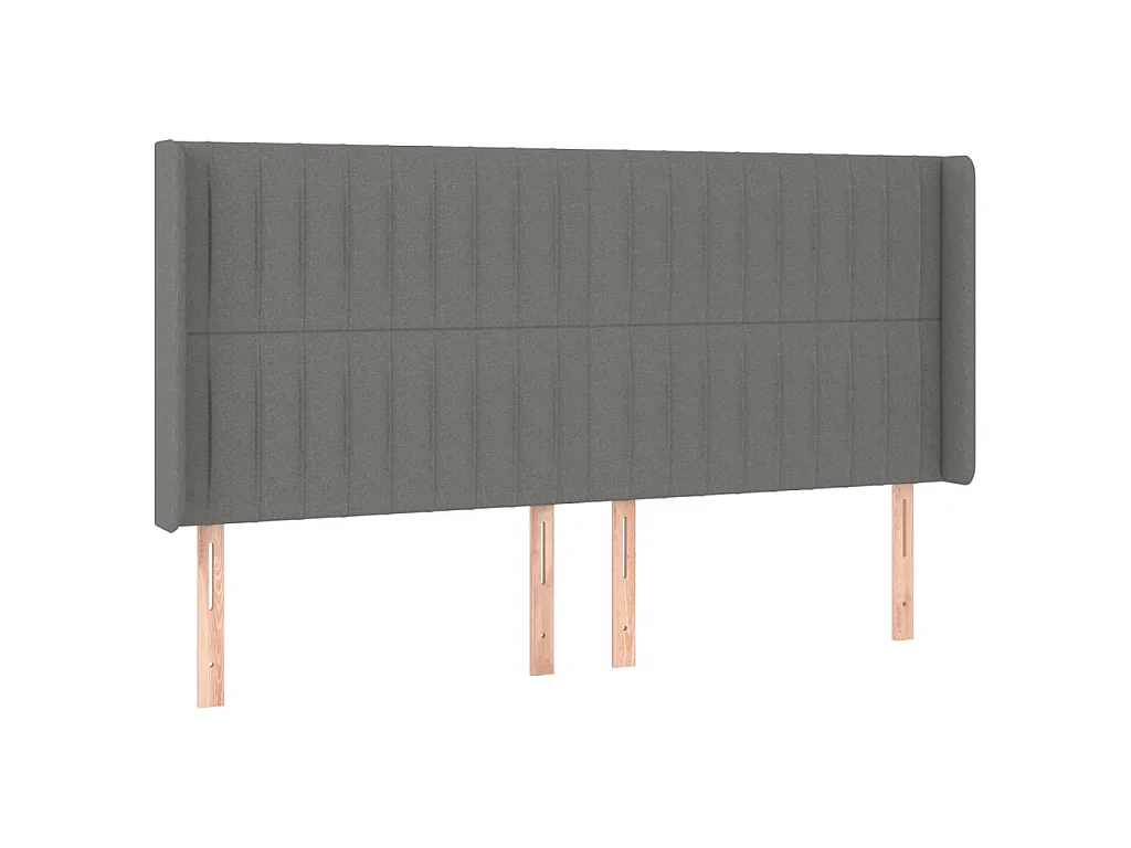 Tête de lit avec oreilles Gris foncé 163x16x118/128 cm Tissu POI13526 BonneVie Meuble
