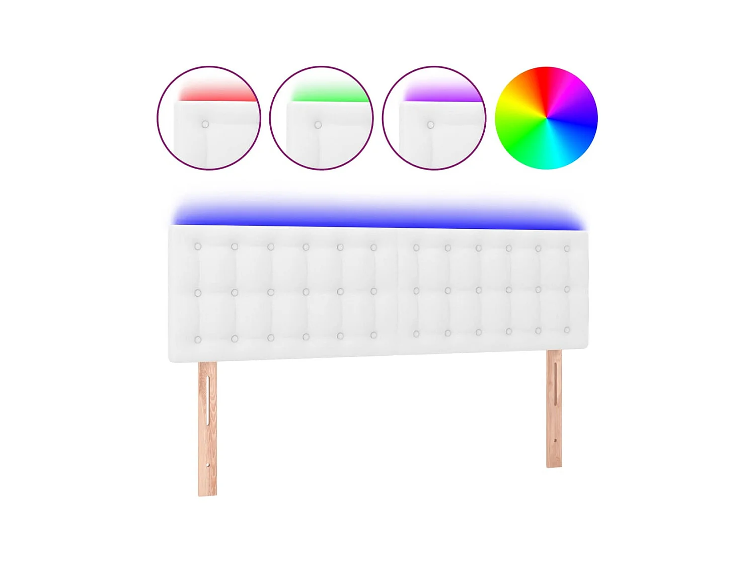 Tête de lit à LED Blanc 144x5x78/88 cm Similicuir POI92276 BonneVie Meuble
