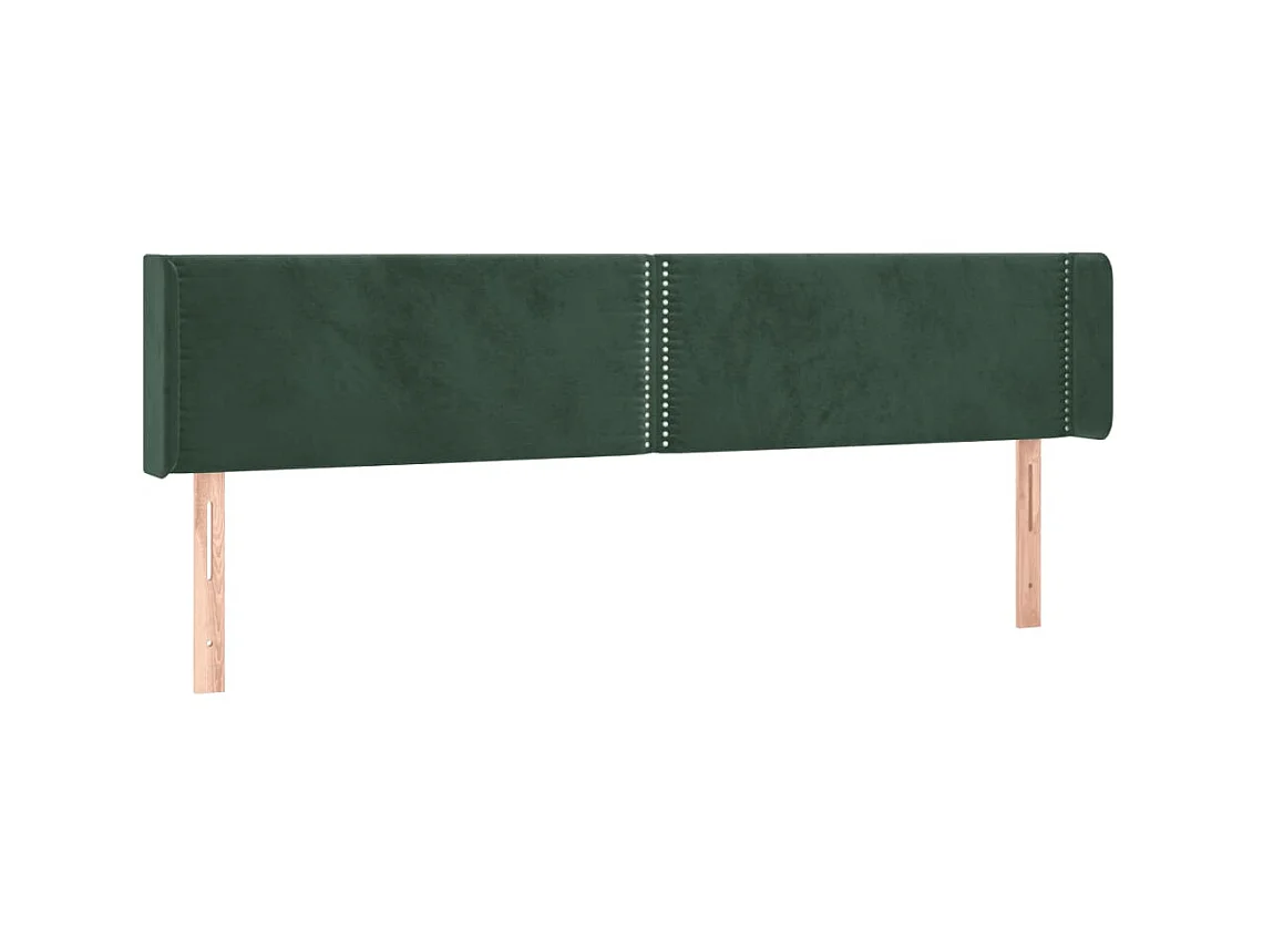 Tête de lit avec oreilles Vert foncé 203x16x78/88 cm Velours POI65589 BonneVie Meuble