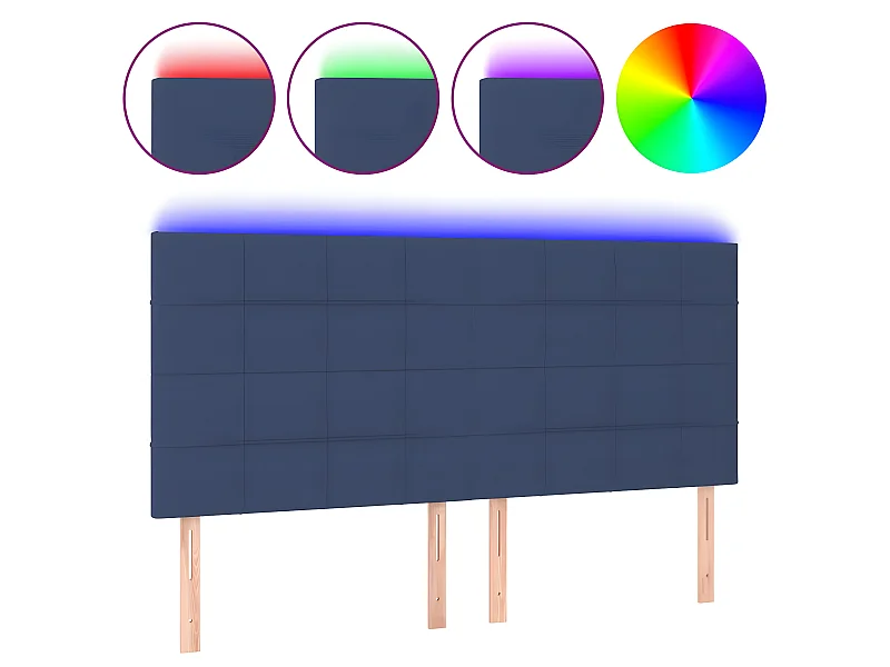 Cabecero con luces LED tela azul 180x5x118/128 cm ES75628