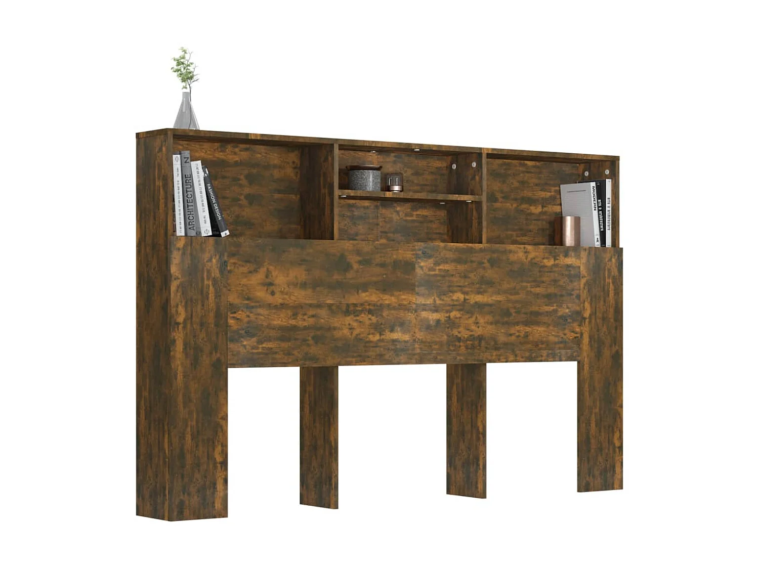 Armoire de tête de lit Chêne fumé 160x19x103,5 cm POI51375 BonneVie Meuble