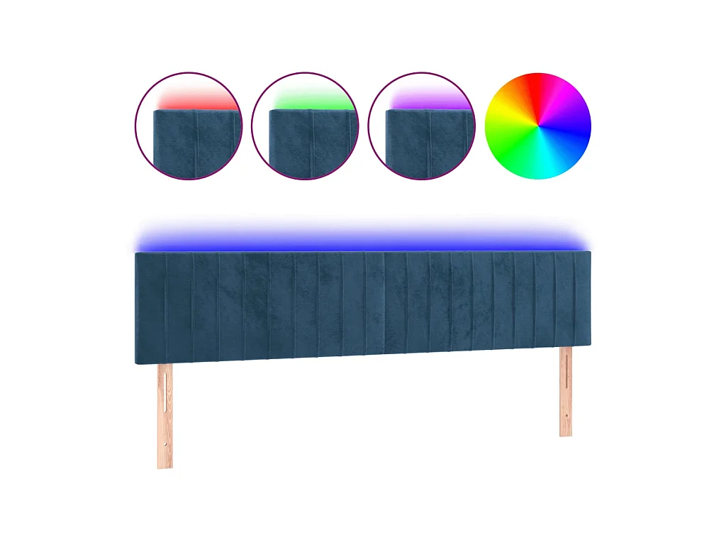 Tête de lit à LED Bleu foncé 200x5x78/88 cm Velours POI95725 BonneVie Meuble