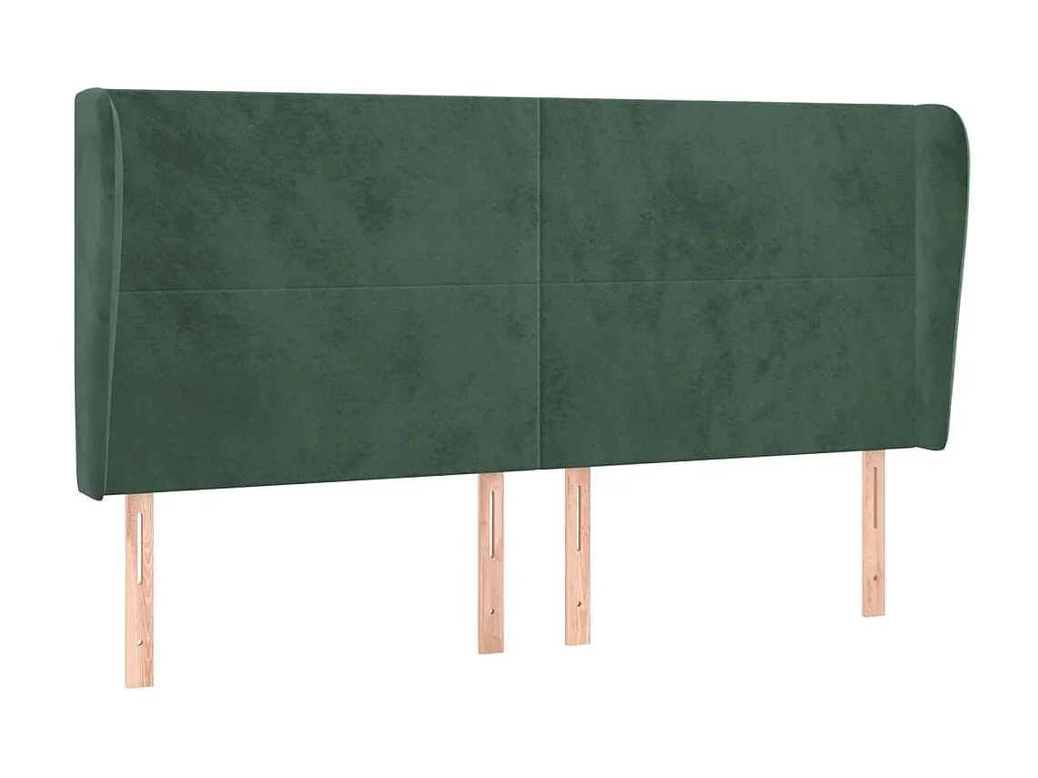 Cabecero con orejas de terciopelo verde oscuro 163x23x118/128cm ES68241