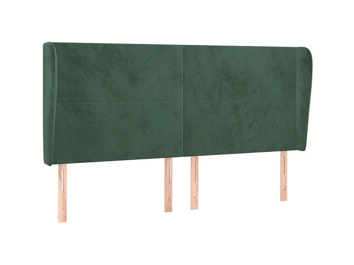 Tête de lit avec oreilles Vert foncé 163x23x118/128 cm Velours POI31630 BonneVie Meuble