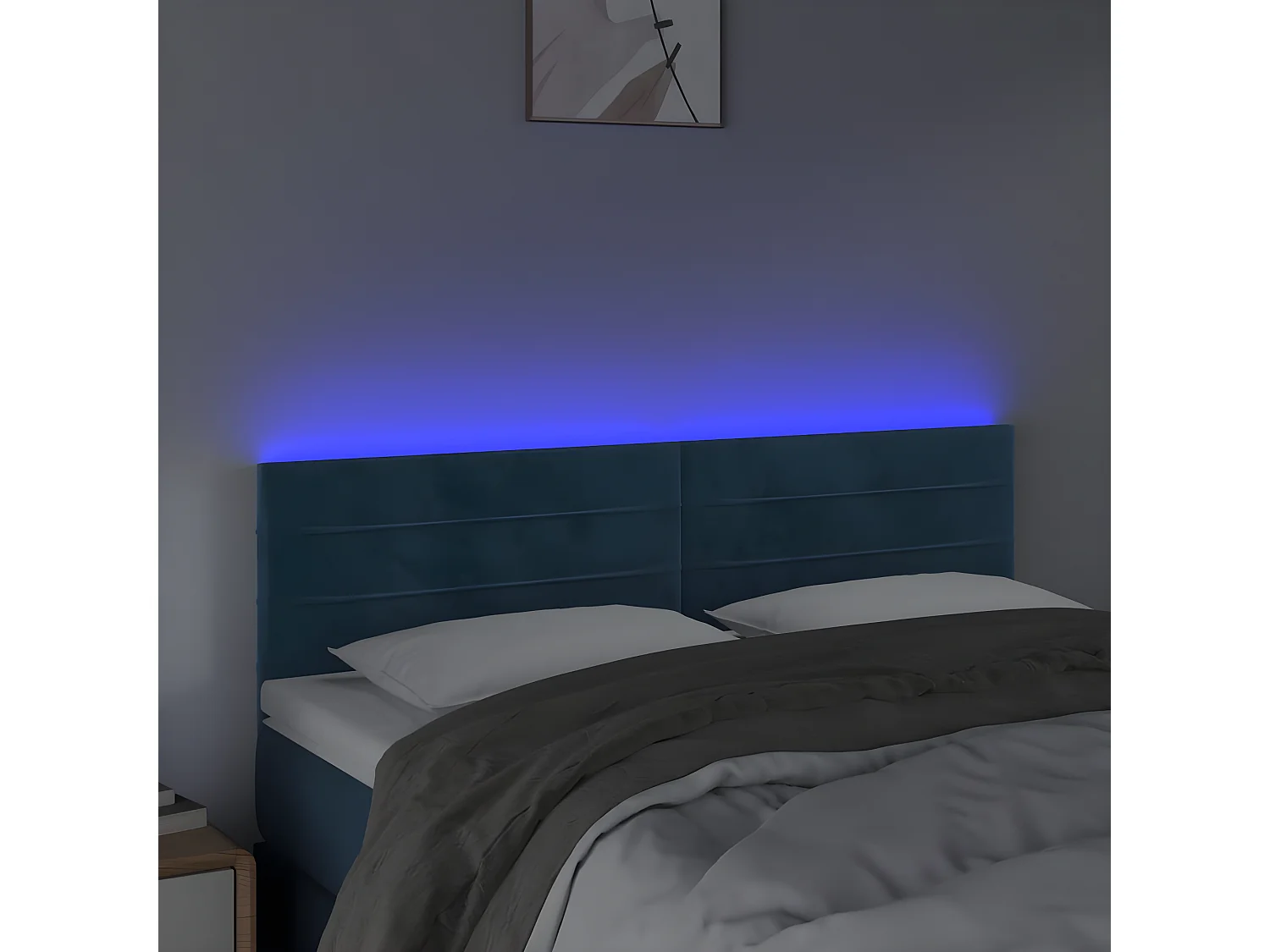 Testiera a LED Blu Scuro 144x5x78/88 cm in Velluto CFW933970