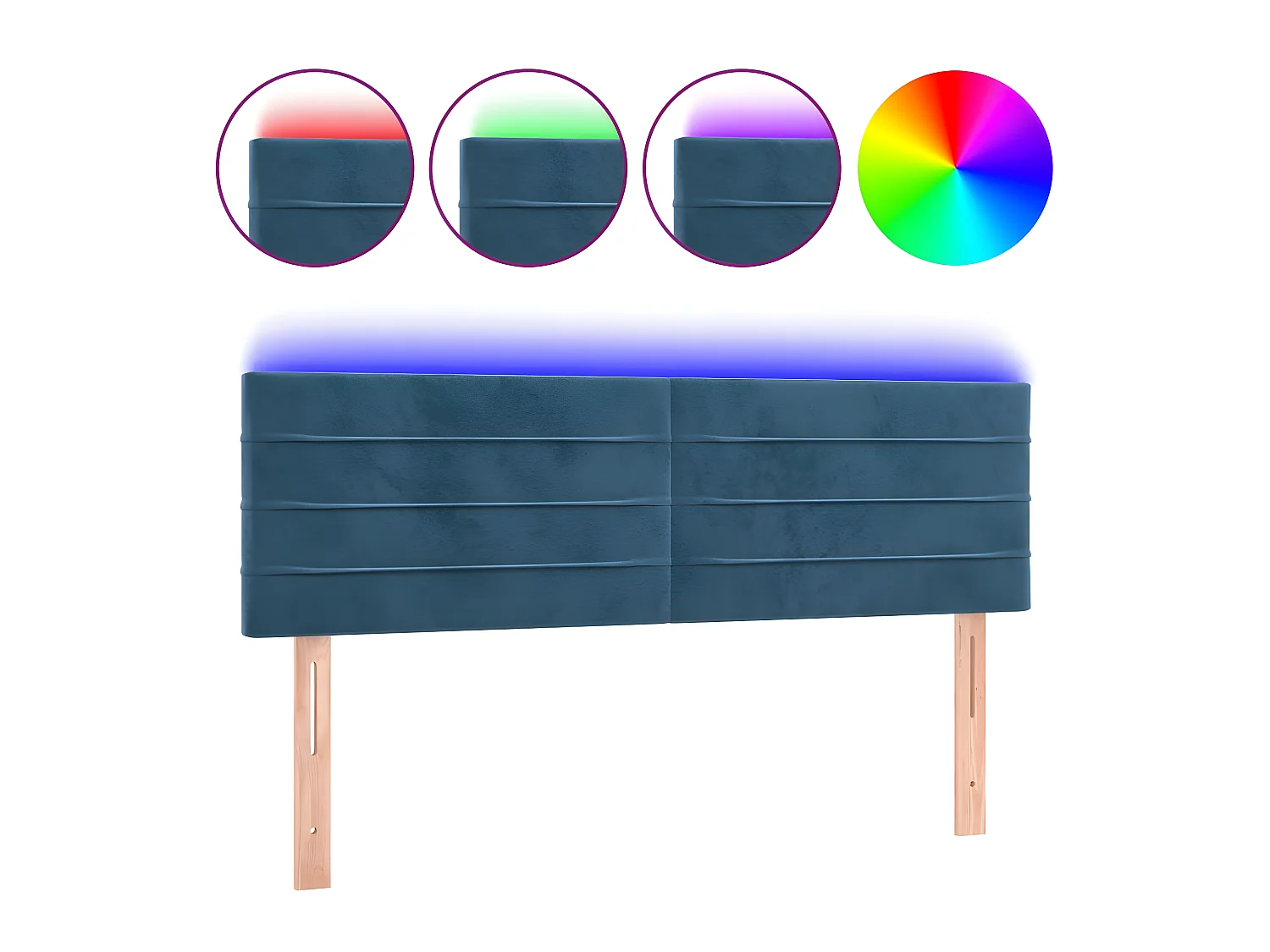 Tête de lit à LED Bleu foncé 144x5x78/88 cm Velours POI83601 BonneVie Meuble