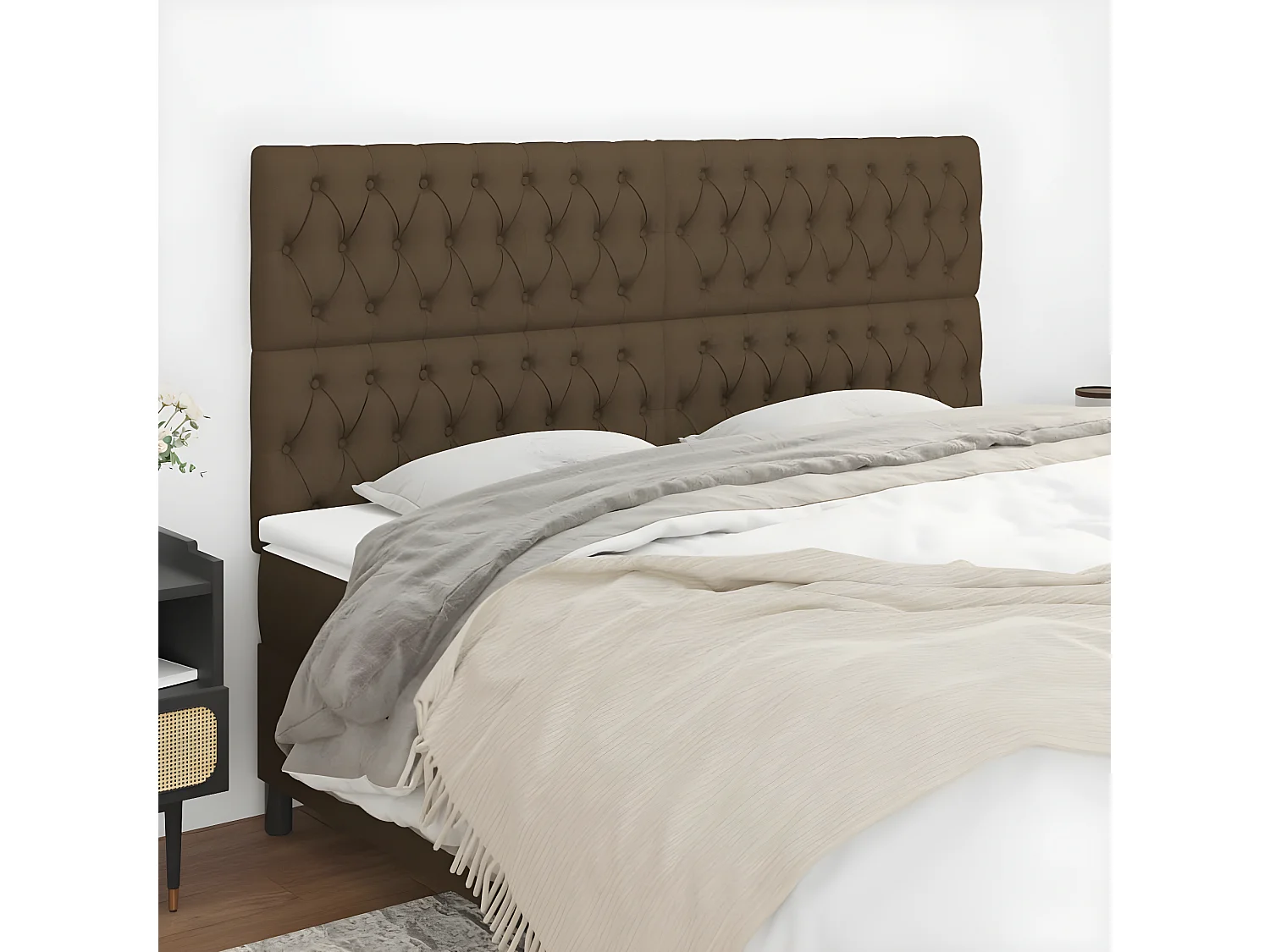 Kopfteil,Bettkopfteile 4 Stk. Dunkelbraun 100x7x78/88 cm Stoff -gkd519735