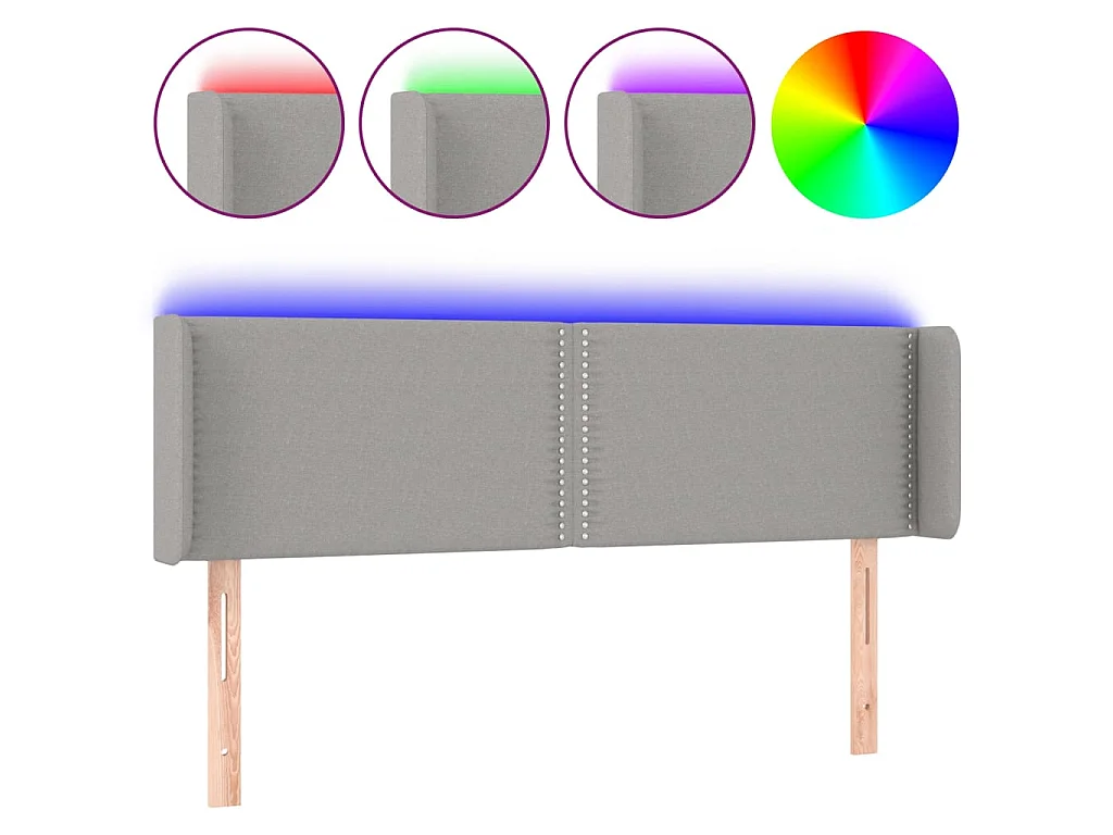 Tête de lit à LED Gris clair 147x16x78/88 cm Tissu POI80701 BonneVie Meuble