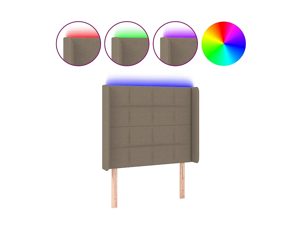 Tête de lit à LED Taupe 93x16x118/128 cm Tissu POI62336 BonneVie Meuble