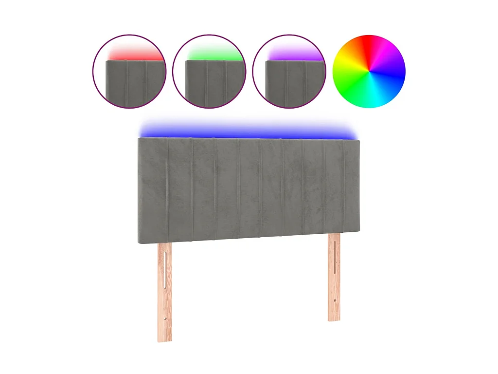 Tête de lit à LED Gris clair 100x5x78/88 cm Velours POI88088 BonneVie Meuble
