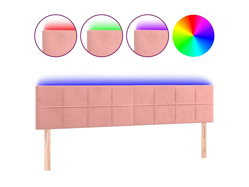 Tête de lit à LED Rose 160x5x78/88 cm Velours POI60411 BonneVie Meuble