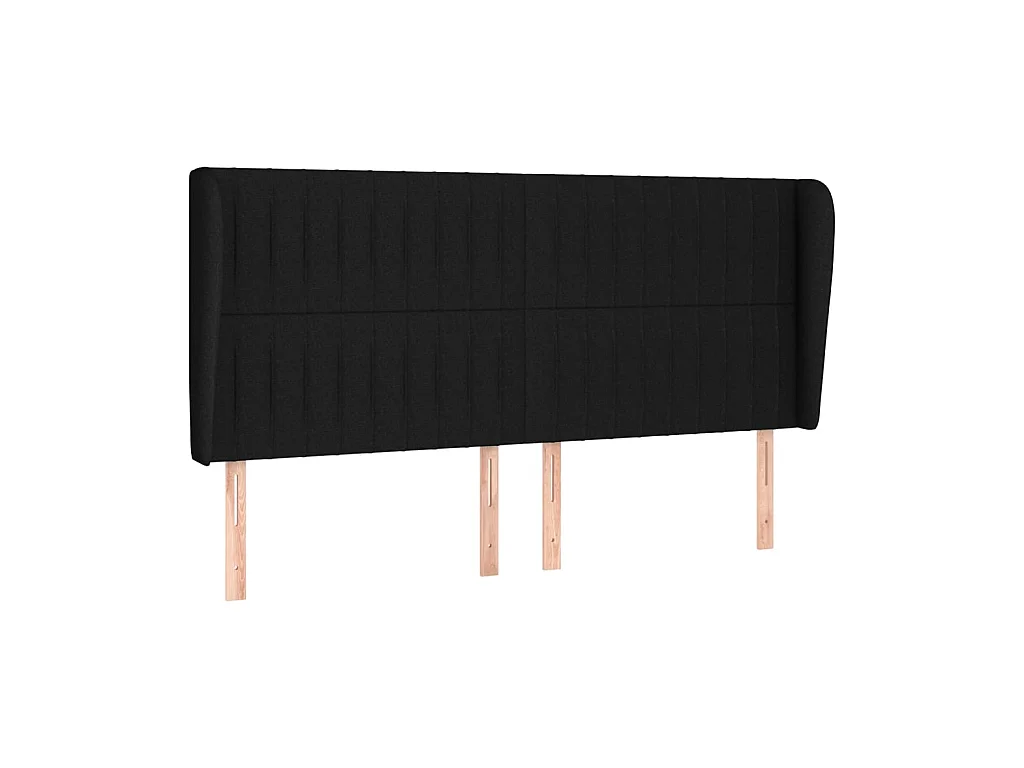 Testiera | Testata del letto ad Orecchio Nera 183x23x118/128 cm in Tessuto