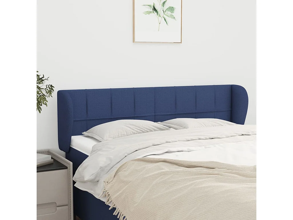 Tête de lit avec oreilles Bleu 147x23x78/88 cm Tissu POI80647 BonneVie Meuble