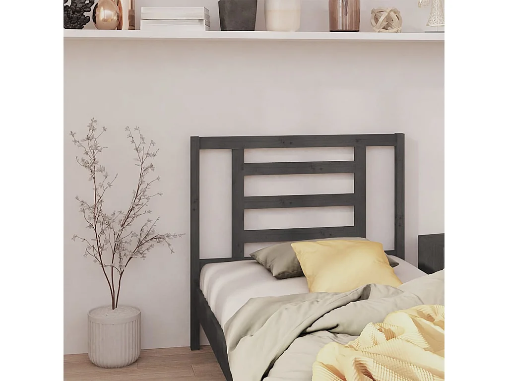 Tête de lit Gris 96x4x100 cm Bois massif de pin POI86487 BonneVie Meuble