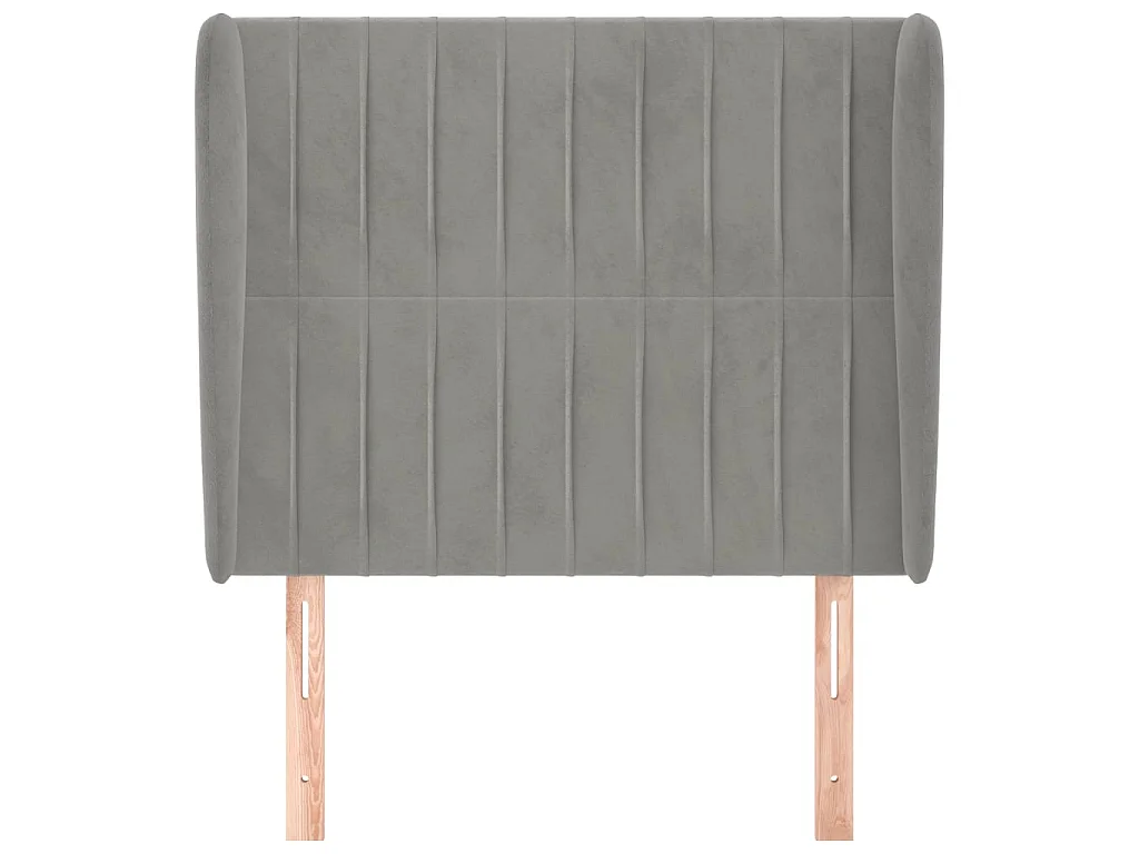 Cabeceira de cama c/ abas veludo 83x23x118/128cm cinzento-claro PT449173