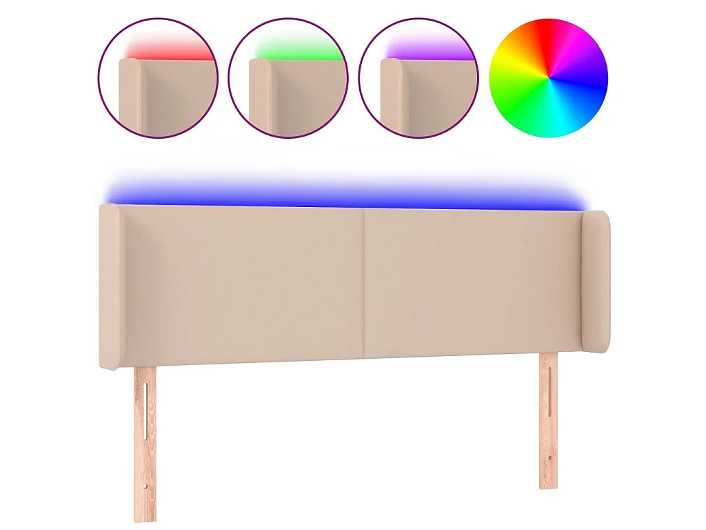 Cabecero con LED cuero sintético capuchino 147x16x78/88 cm ES38360