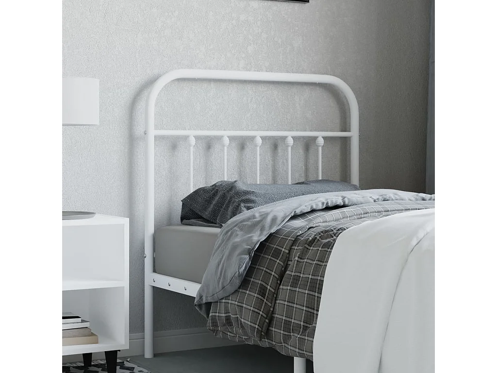 Tête de lit métal blanc 90 cm POI30494 BonneVie Meuble