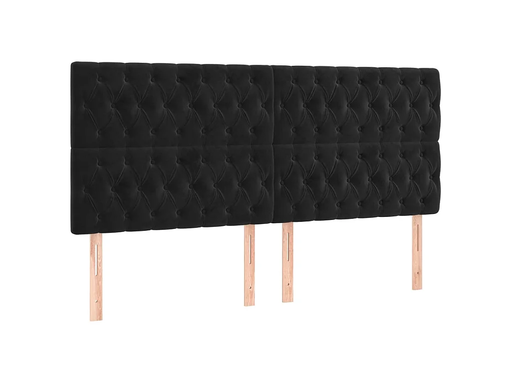 Têtes de lit 4 pcs Noir 100x7x78/88 cm Velours POI48237 BonneVie Meuble
