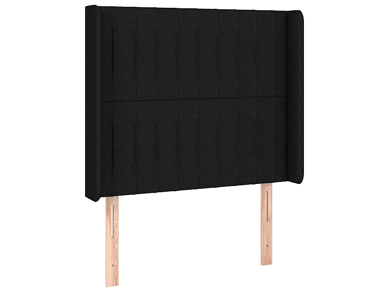Tête de lit avec oreilles Noir 103x16x118/128 cm Tissu POI61514 BonneVie Meuble
