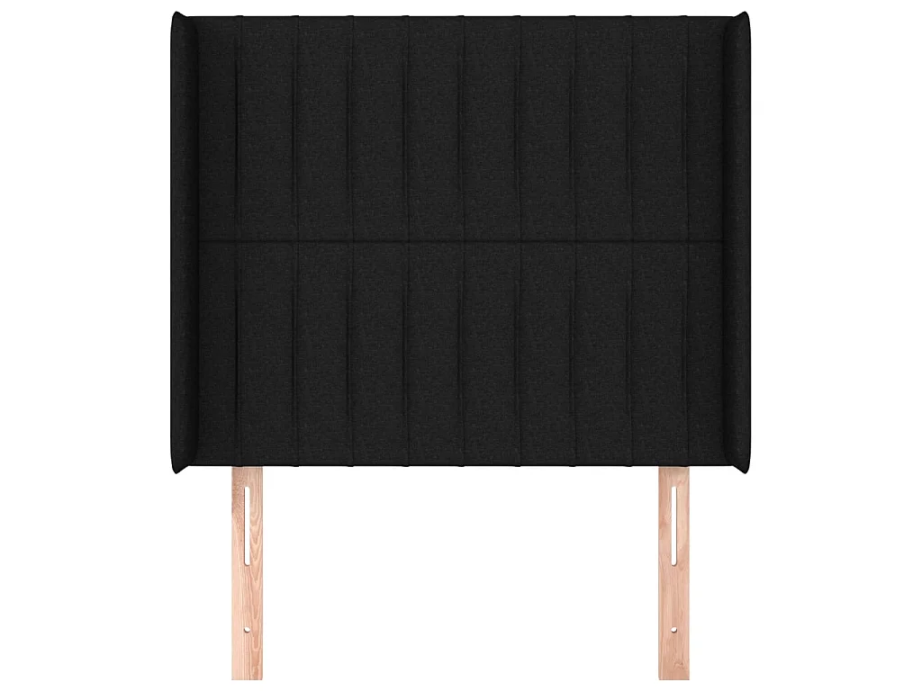 Tête de lit avec oreilles Noir 103x16x118/128 cm Tissu POI61514 BonneVie Meuble