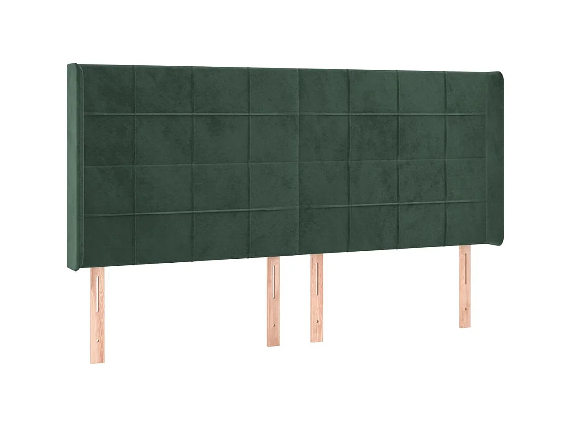 Tête de lit avec oreilles Vert foncé 203x16x118/128 cm Velours POI49215 BonneVie Meuble