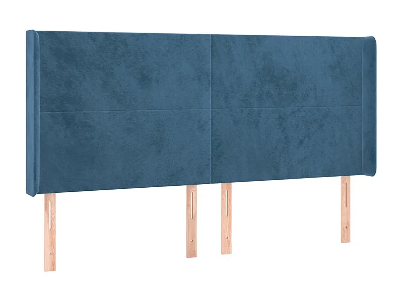Tête de lit avec oreilles Bleu foncé 163x16x118/128 cm Velours POI77093 BonneVie Meuble