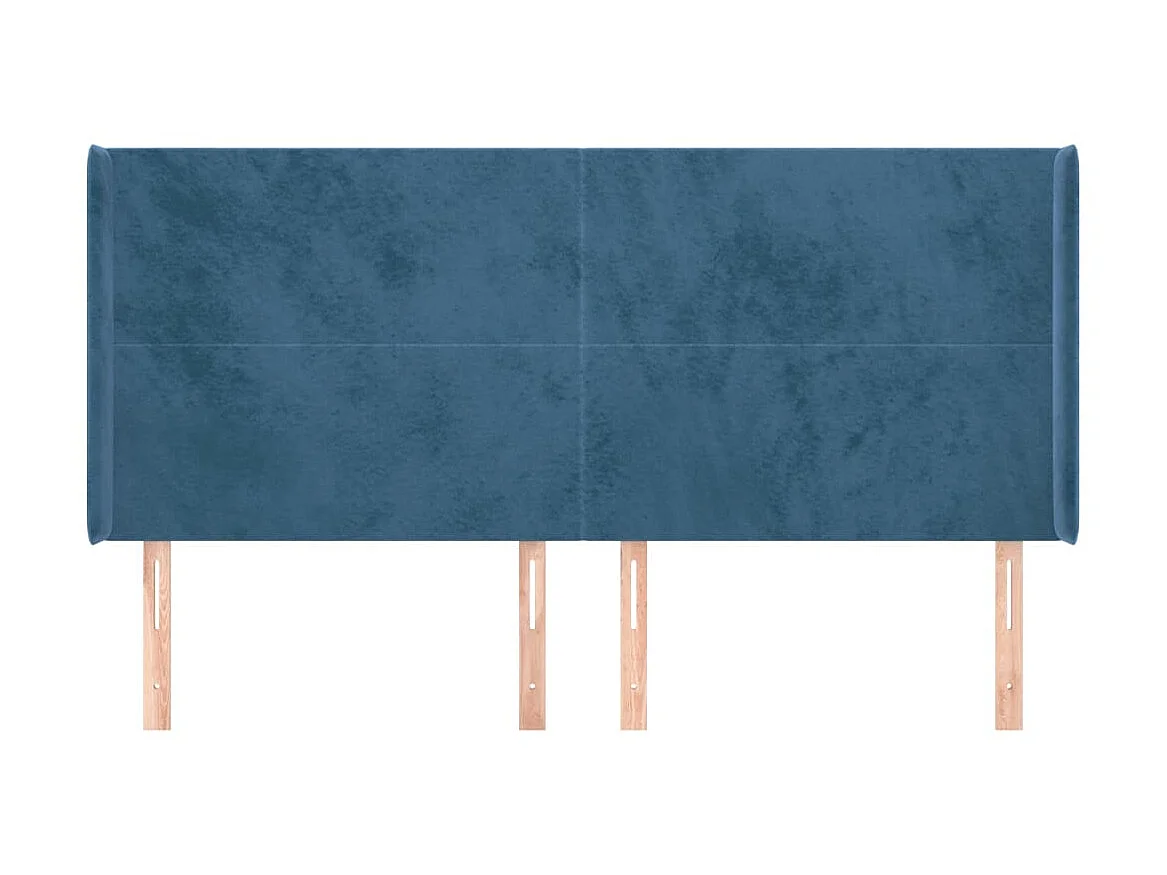 Cabeceira cama c/ abas veludo 163x16x118/128 cm azul-escuro PT132456