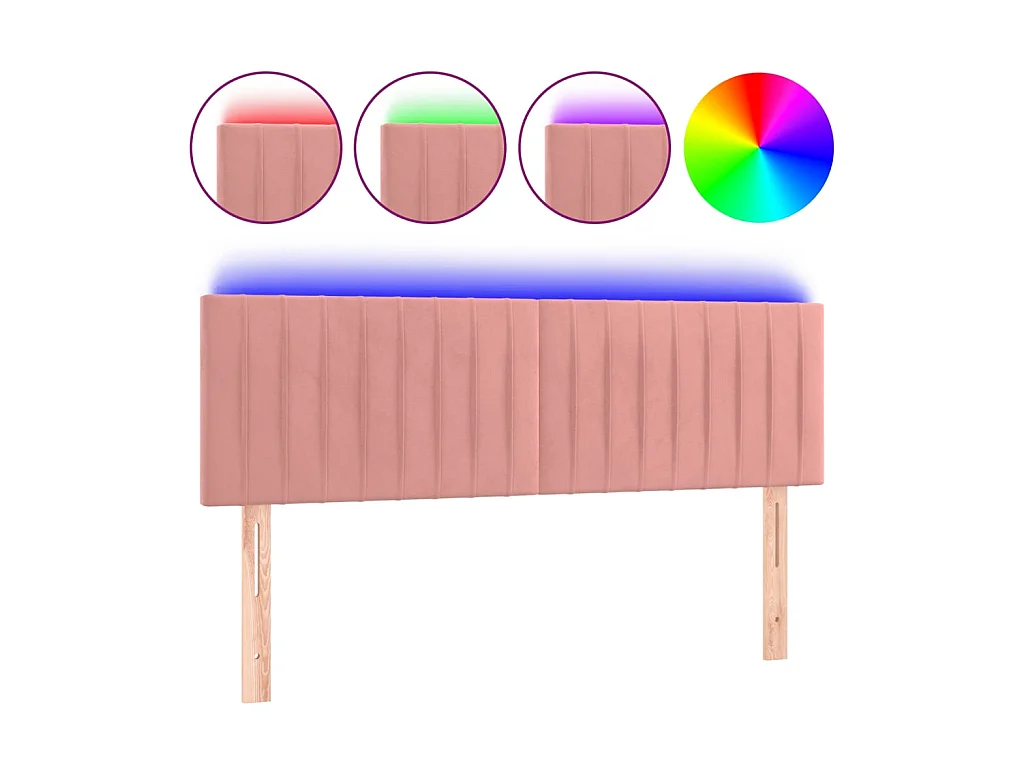 LED Kopfteil,Bettkopfteil Rosa 144x5x78/88 cm Samt -gkd871905