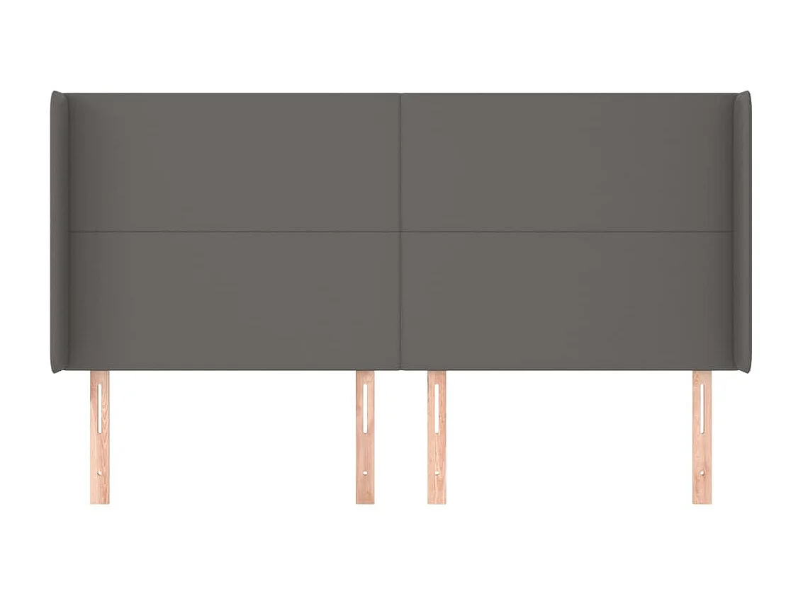 Testiera | Testata del letto ad Orecchio Grigio 163x16x118/128cm in Similpelle