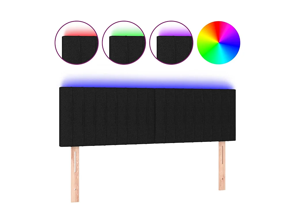 Tête de lit à LED Noir 144x5x78/88 cm Tissu POI89977 BonneVie Meuble