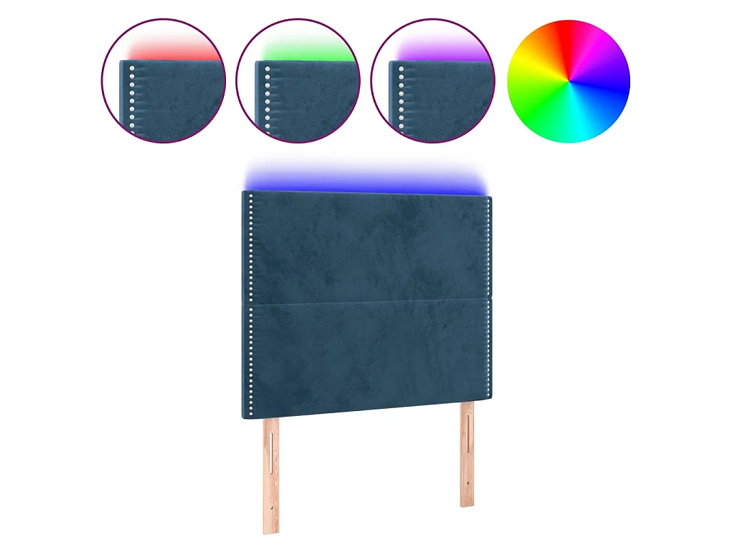 Cabecero con luces LED terciopelo azul oscuro 100x5x118/128 cm ES20765