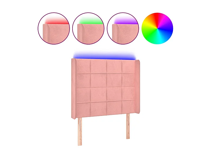 Tête de lit à LED Rose 83x16x118/128 cm Velours POI78210 BonneVie Meuble