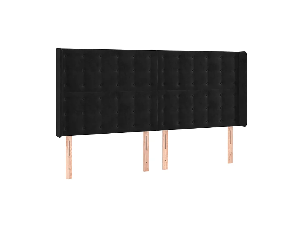 Tête de lit avec oreilles Noir 203x16x118/128 cm Velours POI48675 BonneVie Meuble