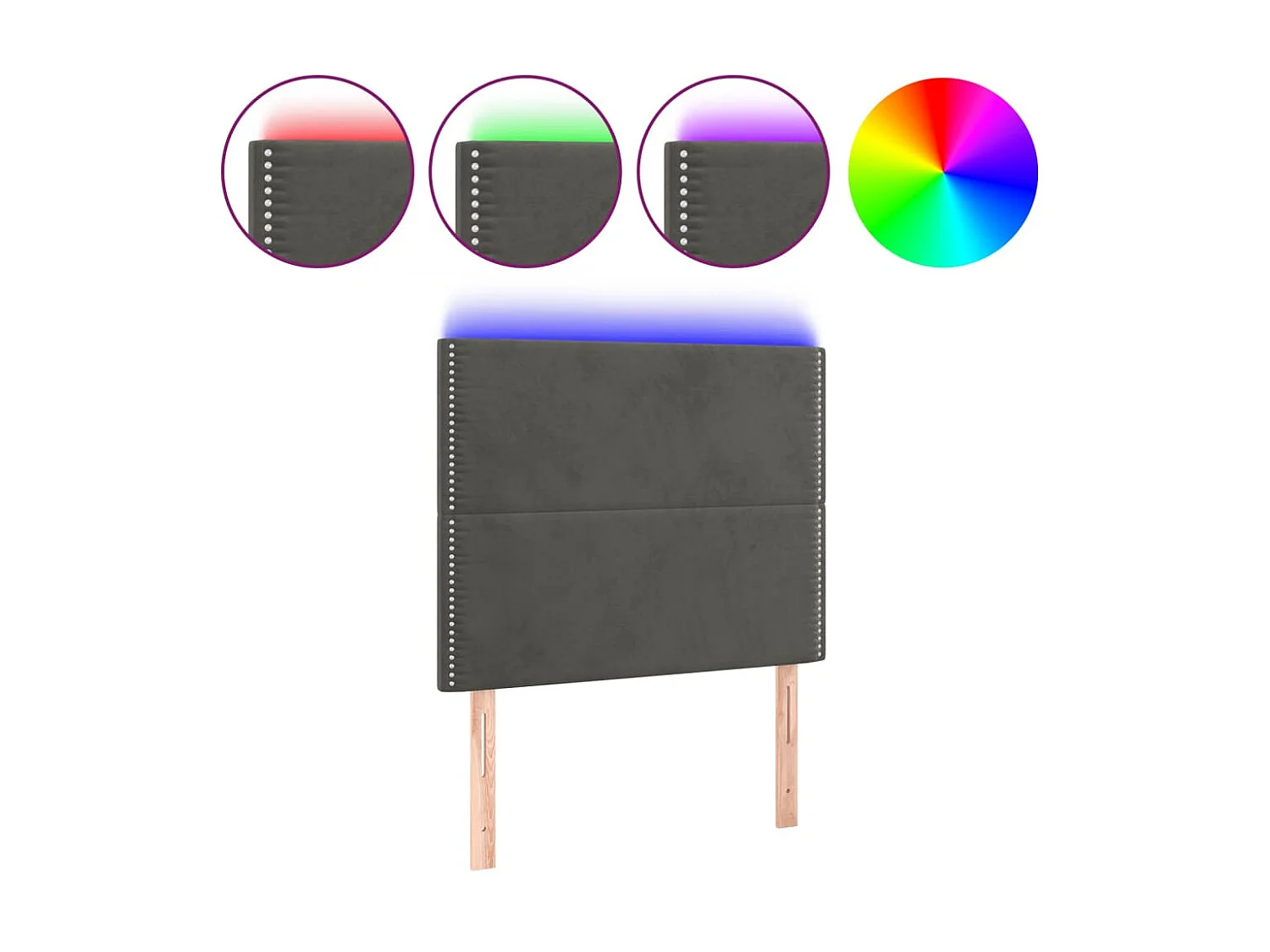 Tête de lit à LED Gris foncé 90x5x118/128 cm Velours POI63785 BonneVie Meuble