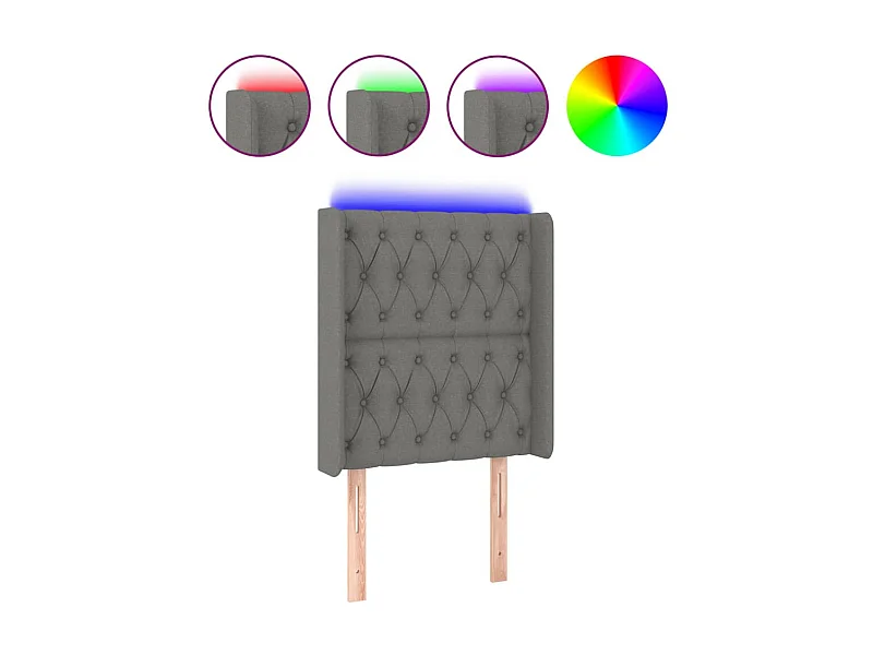 Tête de lit à LED Gris foncé 83x16x118/128 cm Tissu POI48300 BonneVie Meuble