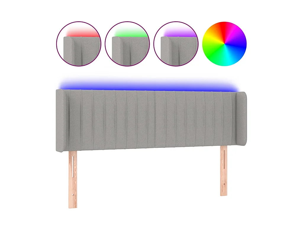 Tête de lit à LED Gris clair 147x16x78/88 cm Tissu POI21561 BonneVie Meuble