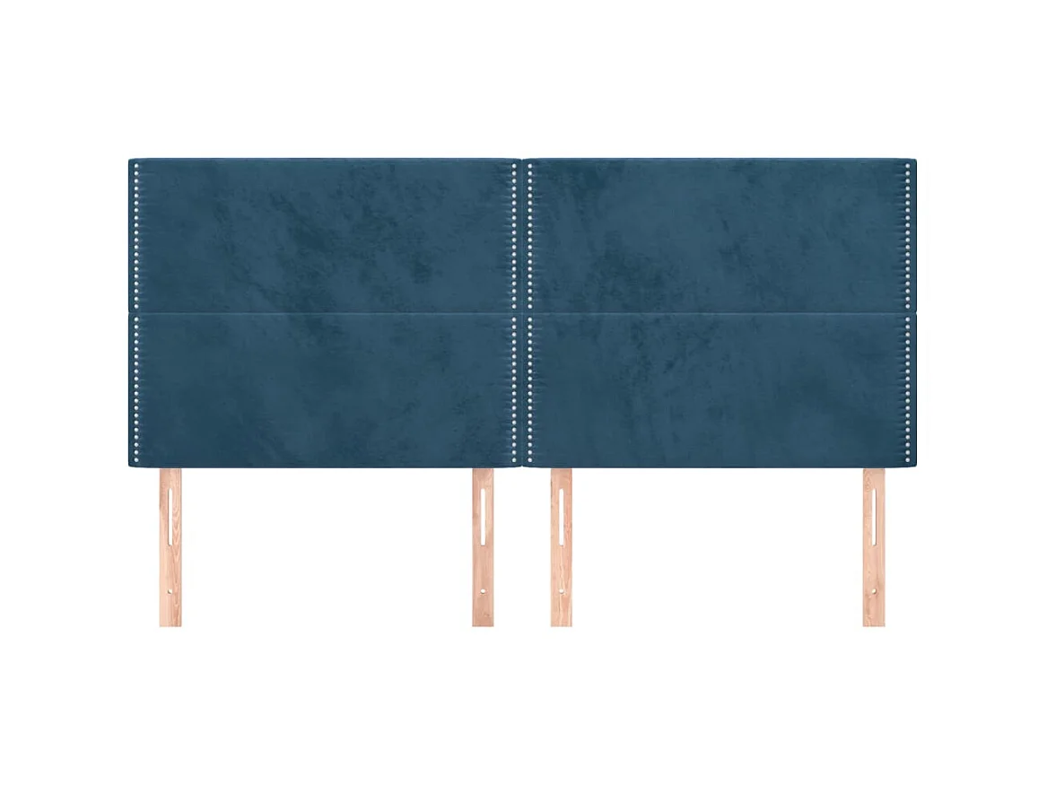 Cabeceros 4 unidades de terciopelo azul oscuro 100x5x78/88 cm ES50872