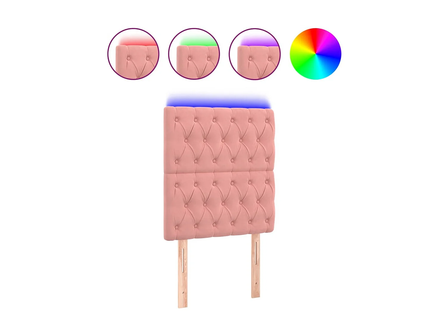 Hoofdbord LED 80x7x118/128 cm fluweel roze NL219595