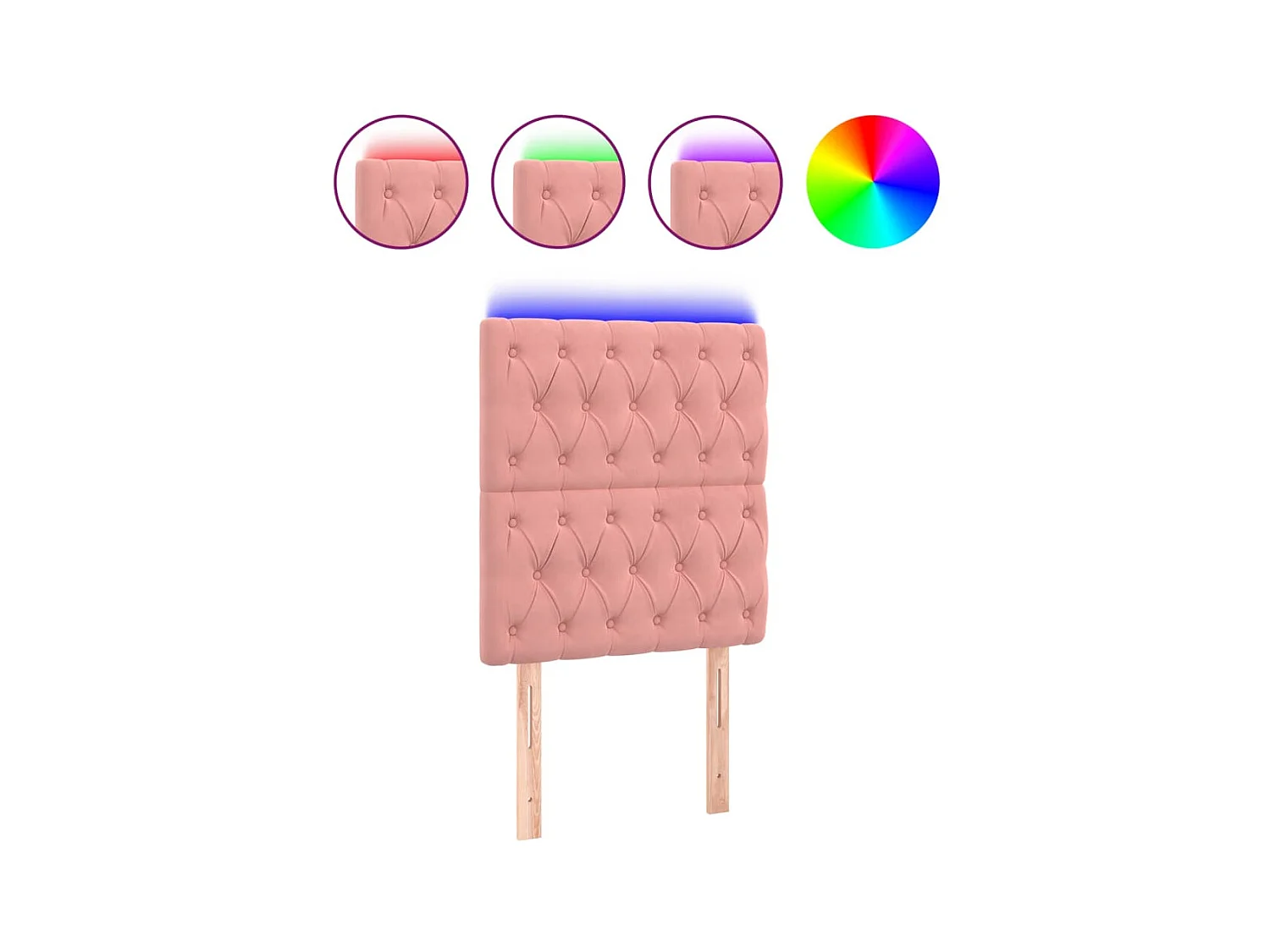 LED Kopfteil,Bettkopfteil Rosa 80x7x118/128 cm Samt -gkd389029