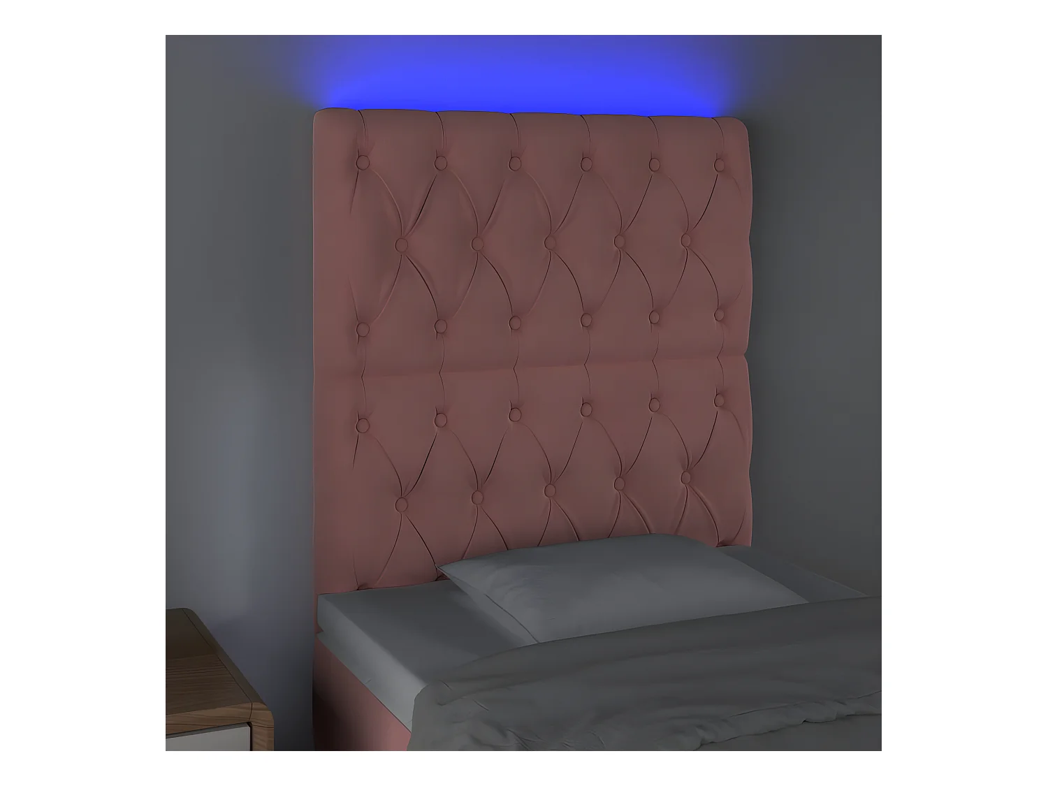 LED Kopfteil,Bettkopfteil Rosa 80x7x118/128 cm Samt -gkd389029